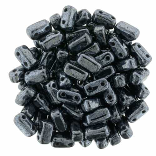 CzechMates Bricks 3x6mm - CZB-14400 - Hematite - 25 Pieces