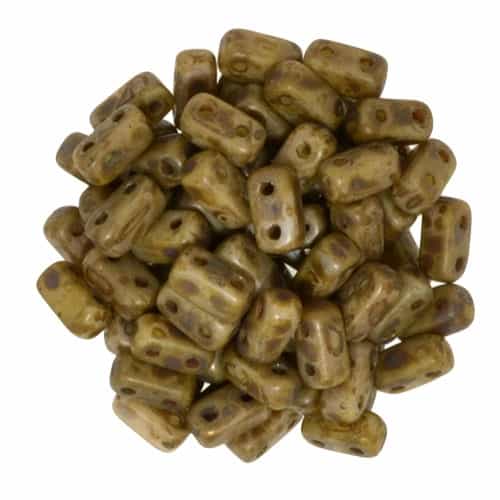 CzechMates Bricks 3x6mm - CZB-CT13010 - Opaque - Light Beige - Copper Picasso - 25 Pieces