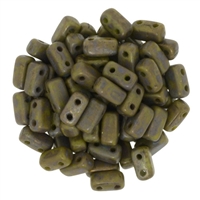 CzechMates Bricks 3x6mm - CZB-CT5342 - Opaque Olive - Copper Picasso - 25 Pieces