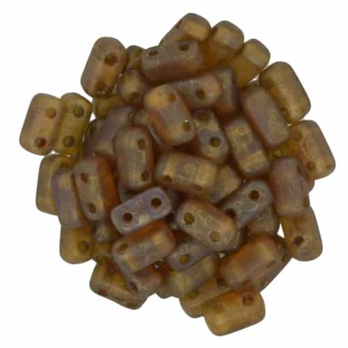 CzechMates Bricks 3x6mm - CZB-CT71010 - Milky Pink - Copper Picasso - 25 Pieces