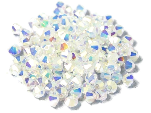 Preciosa Machine Cut 4mm Bicone Crystals : CZBC4-2X00030 - 2AB Crystal - 25 count