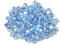 Preciosa Machine Cut 4mm Bicone Crystals : CZBC4-2X3002 - 2AB Light Sapphire - 25 count