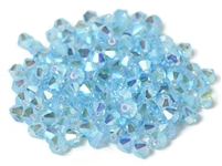 Preciosa Machine Cut 4mm Bicone Crystals : CZBC4-2X60000 - 2AB Aquamarine - 25 count