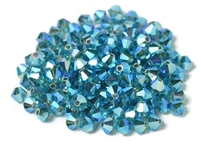 Preciosa Machine Cut 4mm Bicone Crystals : CZBC4-2X60100 - 2AB Indicolite - 25 count
