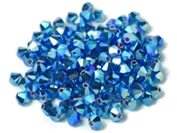 Preciosa Machine Cut 4mm Bicone Crystals : CZBC4-2X6031 - 2AB Capri Blue - 25 count