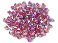 Preciosa Machine Cut 4mm Bicone Crystals : CZBC4-2X7001 - 2AB Rose - 25 count