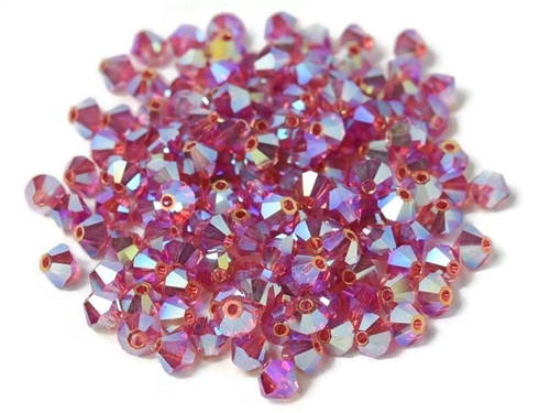 Preciosa Machine Cut 4mm Bicone Crystals : CZBC4-2X7001 - 2AB Rose - 25 count