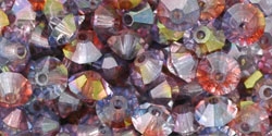 Preciosa Machine Cut 4mm Bicone Crystals : CZBC4-91006 - Luster - Amethyst/Blue/Crystal - 25 count