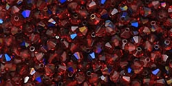 Preciosa Machine Cut 4mm Bicone Crystals : CZBC4-BR9008 - Siam Ruby - Blue Iris - 25 count