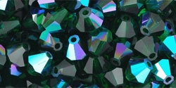 Preciosa Machine Cut 4mm Bicone Crystals : CZBC4-X5014 - AB Green Emerald - 25 count