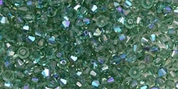 Preciosa Machine Cut 4mm Bicone Crystals : CZBC4-X5031 - Prairie Green AB - 25 count