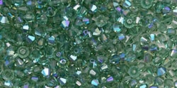 Preciosa Machine Cut 4mm Bicone Crystals : CZBC4-X5031 - Prairie Green AB - 25 count