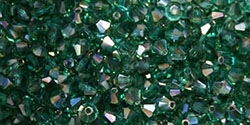 Preciosa Machine Cut 4mm Bicone Crystals : CZBC4-Z6022 - AB Zircon - Celsian - 25 count