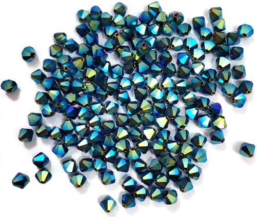 CZBC6-2X2398 -  6mm Preciosa Bicone Crystals - Jet 2AB - 25 count