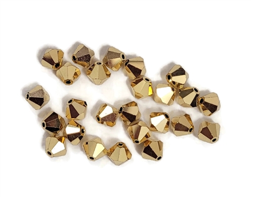 Preciosa CZBC6-2X4510 - 6mm Bicone Czech Crystal - 2X Crystal Aurum  - 25 Count