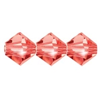 Preciosa CZBC6-7045 - 6mm Bicone Czech Crystal - Padparadscha - 25 Count