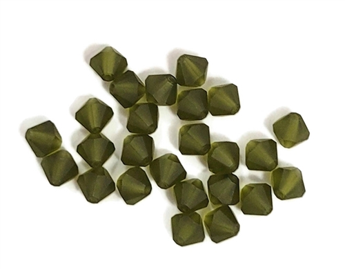 Preciosa CZBC6-M5023 - 6mm Bicone Czech Crystal - Matte Olivine  - 25 Count