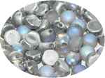 CZCAB-00030-98580 - All Beads Original 2-hole Cabochon 6mm - Crystal Etched Silver Rainbow - 12 Count