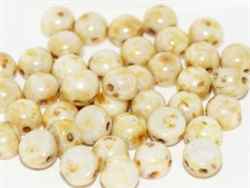 CZCAB-03000-65401 - All Beads Original 2-hole Cabochon 6mm - Chalk Picasso Luster - 12 Count