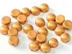 CZCAB-29421 - All Beads Original 2-hole Cabochon 6mm - Alabaster Metallic Gold - 12 Count