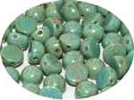 CZCAB-63020-43400 - All Beads Original 2-hole Cabochon 6mm - Turquoise Picasso  - 12 Count