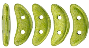 CZCRESC-05A09 : CzechMates Crescent : ColorTrends: Saturated Metallic Lime Punch - 4 Grams - Approx 30 Beads