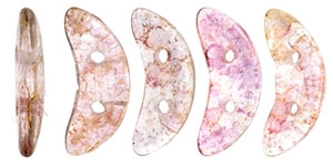 CZCRESC-15495 : CzechMates Crescent : Luster - Transparent Topaz/Pink - 4 Grams - Approx 30 Beads
