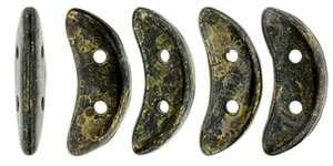 CZCRESC-BT2398 : CzechMates Crescent : Jet - Bronze Picasso - 4 Grams - Approx 30 Beads