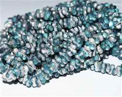CZFAR-60010-27001 - Czech Farfalle Beads - Aqua Silver Etched - 5 Grams