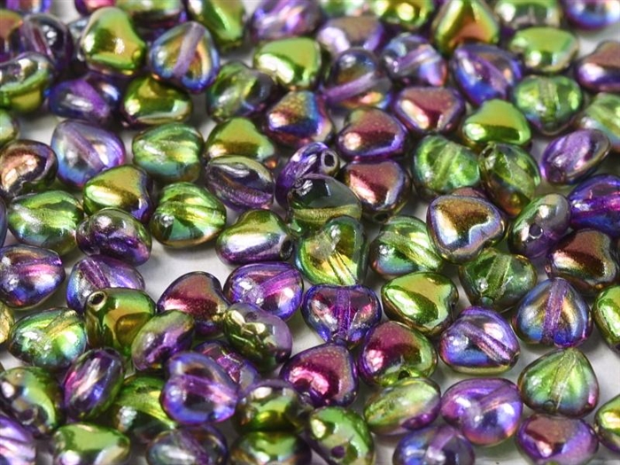 Czech Heart Beads 6mm - CZHB06-00030-95000 - Crystal Magic Orchid - 2 Beads