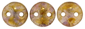 CzechMates Lentil 6mm : CZL-15695 - Luster - Transparent Gold/Smoky Topaz - 25 Beads