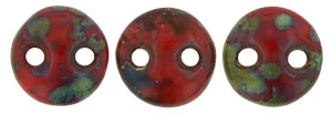 CzechMates Lentil 6mm : CZL-T9320 - Opaque Red - Picasso - 25 Beads