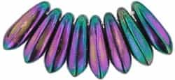 CZMD-21495 - Czech Mini Dagger Beads 2.5/6 : Iris - Purple - 25 Count