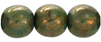 Round Beads 10mm: CZRD10-BT61100 - Milky Peridot - Bronze Picasso - 12 pieces