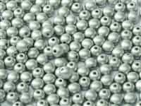 Czech Round Beads 2mm: CZRD2-02010-29405 -  Alabaster Metallic Silver - 25 Count