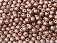 Czech Round Beads 2mm: CZRD2-02010-29487 - Alabaster Metallic Terra Cotta - 25 Count