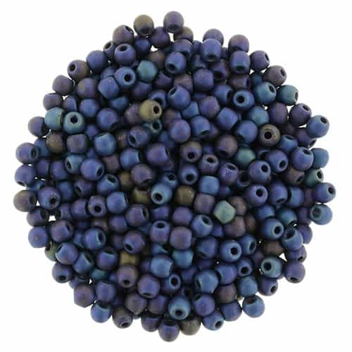 Czech Round Beads 2mm: CZRD2-21135 - Matte - Iris - Blue - 25 Count