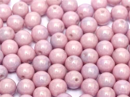 [ 8-1-C-2 ] Round Beads 3mm: CZRD3-03000-14494 - Chalk White Lila Luster - 25 pieces