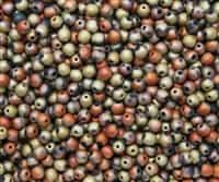 Round Beads 4mm: CZRD4-23980-98572 - Jet California Gold Rush Matted - 25 pieces