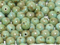 Round Beads 4mm: CZRD4-63020-43400 - Turquoise Picasso - 25 pieces