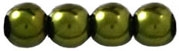 Round Beads 4mm: CZRD4-70983 - Metallic Dark Olive - 25 Pieces