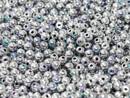 Round Beads 6mm: CZRD6-98553 - Crystal Glittery Silver - 25 pieces