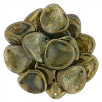 Czech Rose Petals 14/13mm - CZRP-BT61100 - Milky Peridot - Bronze Picasso - 12 Petals