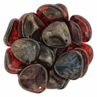 Czech Rose Petals 14/13mmï¿½- CZRP-BT9008 - Siam Ruby - Bronze Picasso - 12 Petals