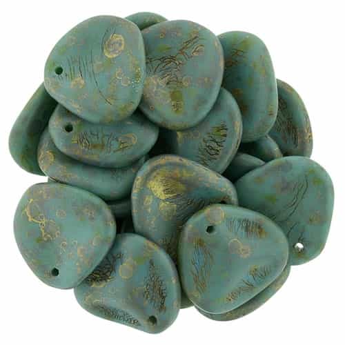 Czech Rose Petals 14/13mm - CZRP-CT6315 - Persian Turquoise - Copper Picasso - 12 Petals