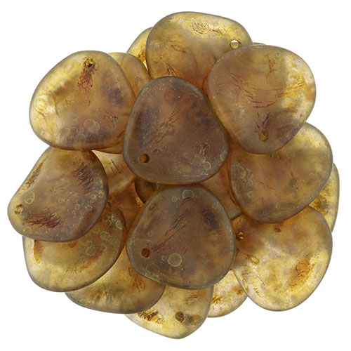 Czech Rose Petals 14/13mm - CZRP-CT7013 - Rosaline - Copper Picasso - 12 Petals