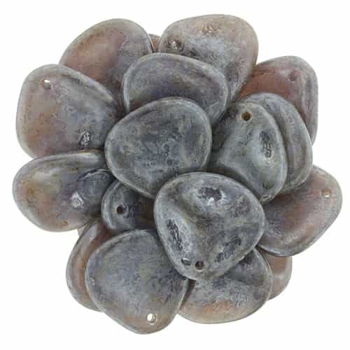 Czech Rose Petals 14/13mmï¿½- CZRP-LS21010 - Luster - Stone Topaz/Milky Amethyst - 12 Petals