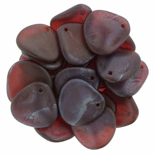 Czech Rose Petals 14/13mm - CZRP-ME9008 - Matte Vega - Siam Ruby - 12 Petals