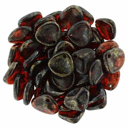 Rose Petals 8/7mm - CZRP8-BT9008 - Siam Ruby - Bronze Picasso - 25 Petals