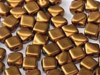 Czech Silky 2-Hole Beads 6x6mm - CZS-01740 - Brass Gold - 25 count